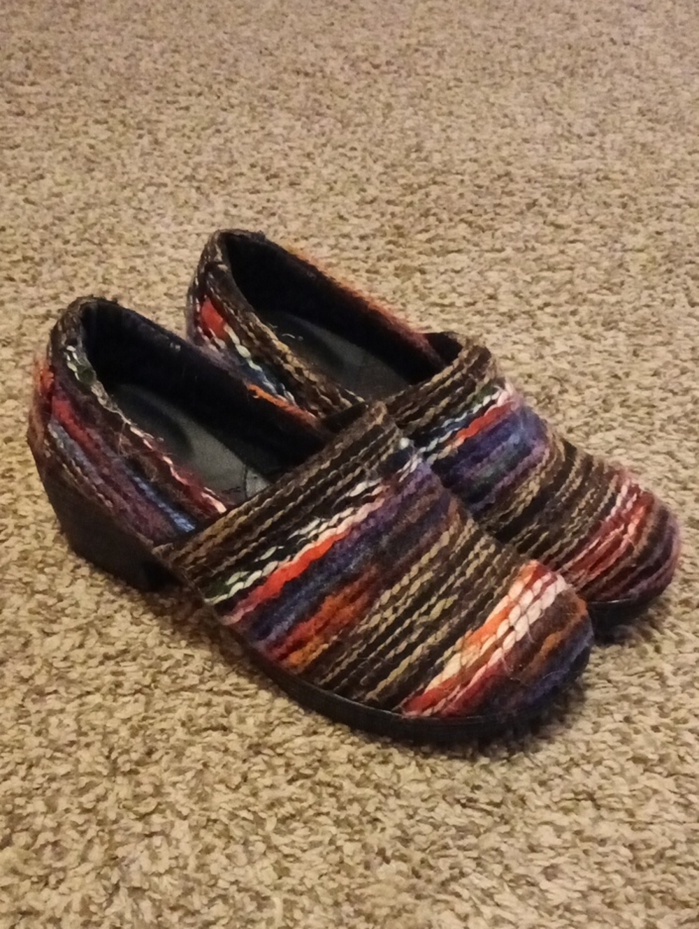 boc Multicolor Striped Woven Clogs with Brown Base